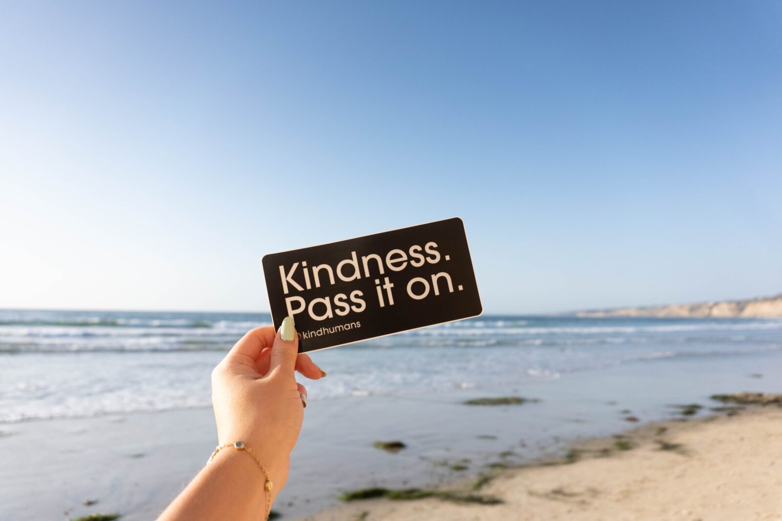 sign saying "kindness. Pass it on."