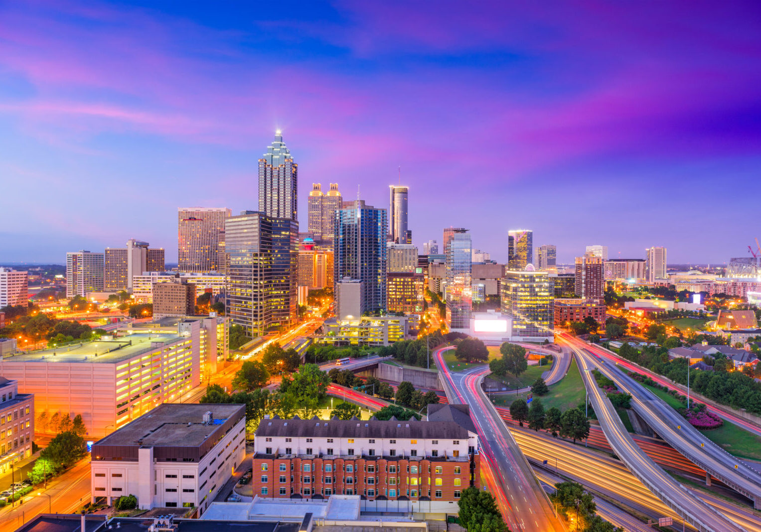 Aerial Panoramic photo of downtown Atlanta Skyline